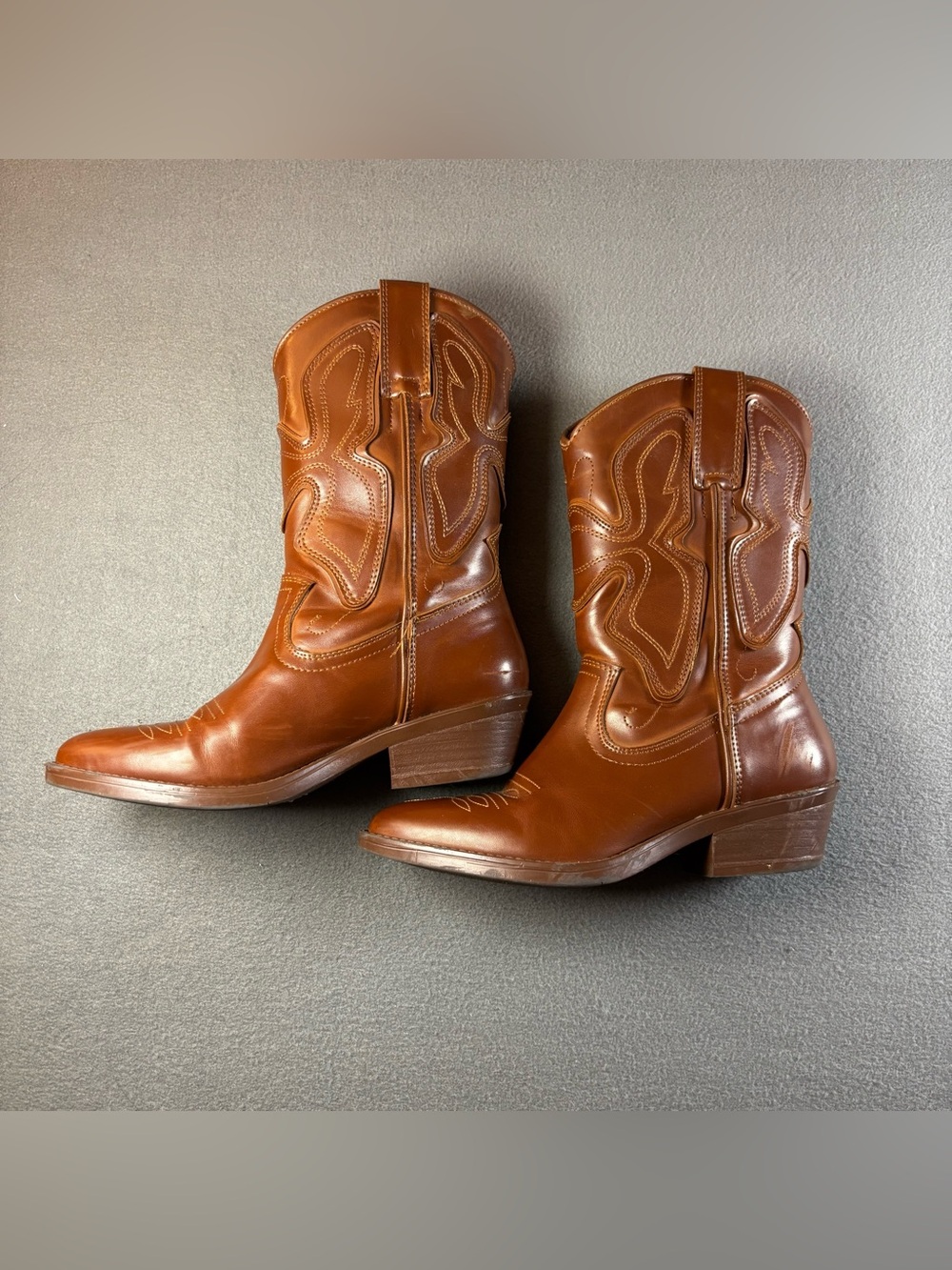 Steve Madden Womens Brown West Cowboy Western Boots Brown Sz 8M